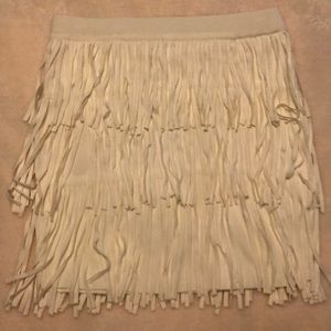 White fringe mini skirt